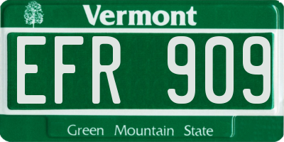 VT license plate EFR909