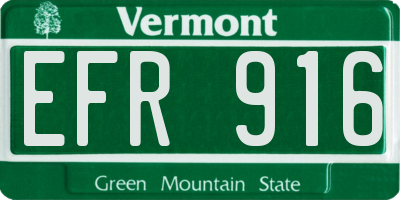 VT license plate EFR916