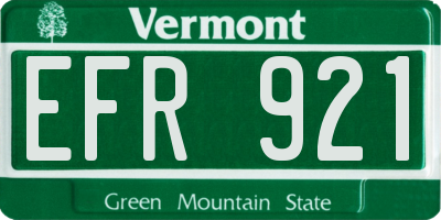 VT license plate EFR921