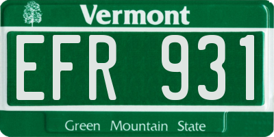 VT license plate EFR931