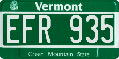VT license plate EFR935