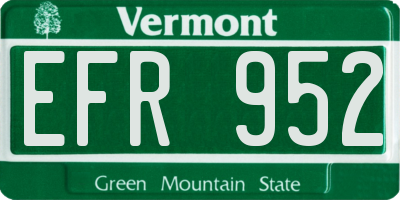 VT license plate EFR952