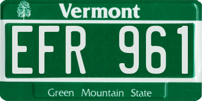 VT license plate EFR961