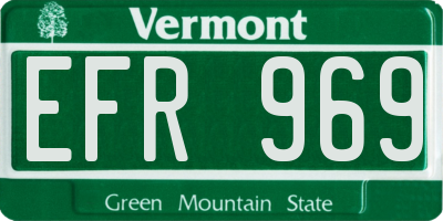 VT license plate EFR969