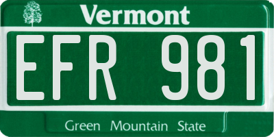 VT license plate EFR981