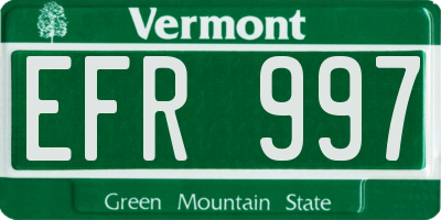 VT license plate EFR997