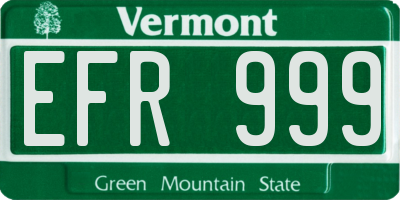 VT license plate EFR999