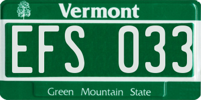 VT license plate EFS033