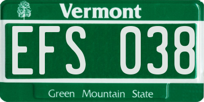 VT license plate EFS038