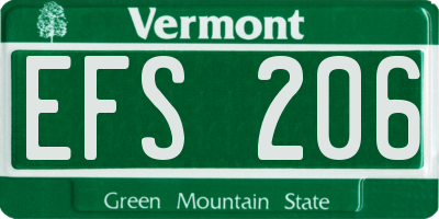 VT license plate EFS206