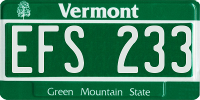 VT license plate EFS233