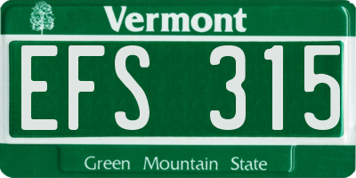 VT license plate EFS315