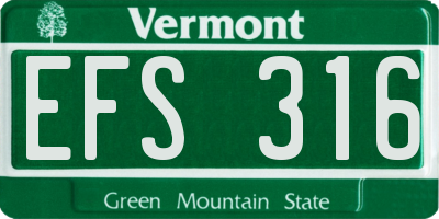 VT license plate EFS316