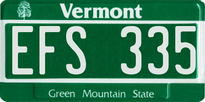 VT license plate EFS335