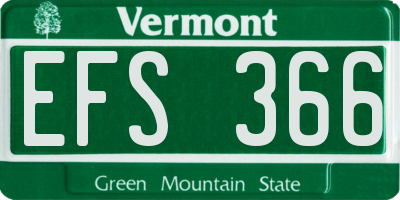 VT license plate EFS366