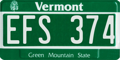 VT license plate EFS374