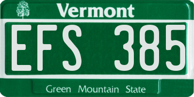 VT license plate EFS385