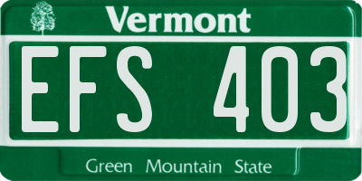 VT license plate EFS403