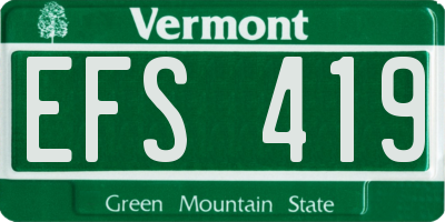 VT license plate EFS419