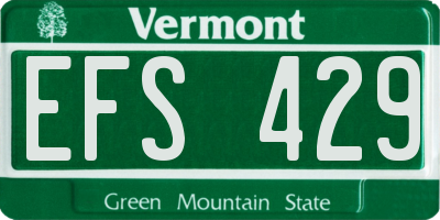 VT license plate EFS429