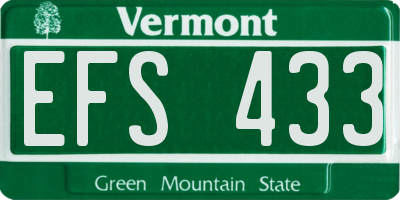 VT license plate EFS433