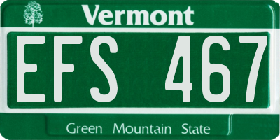 VT license plate EFS467