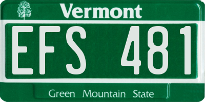 VT license plate EFS481