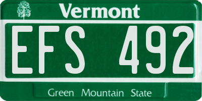 VT license plate EFS492