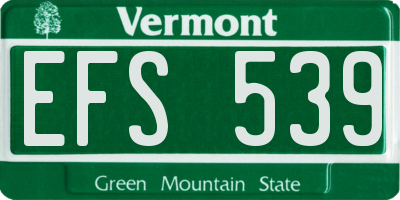 VT license plate EFS539