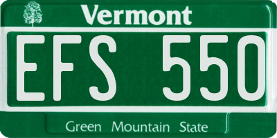 VT license plate EFS550