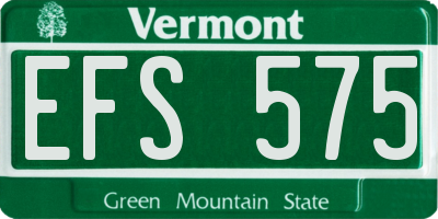 VT license plate EFS575