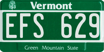 VT license plate EFS629
