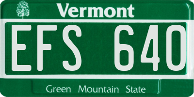 VT license plate EFS640