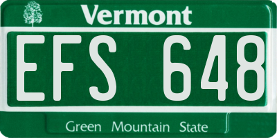 VT license plate EFS648