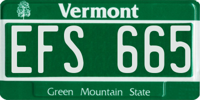 VT license plate EFS665