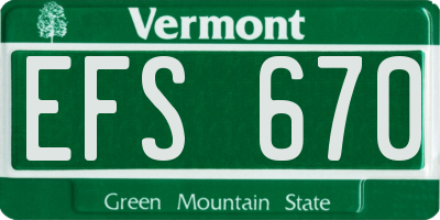 VT license plate EFS670