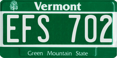 VT license plate EFS702