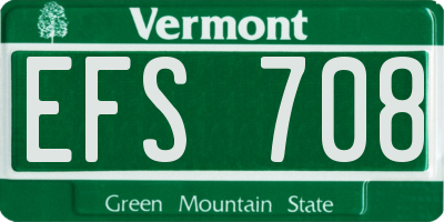 VT license plate EFS708
