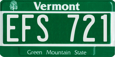 VT license plate EFS721