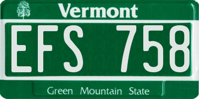 VT license plate EFS758