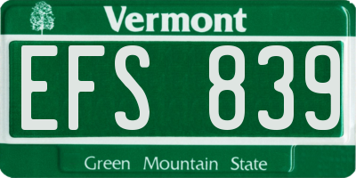 VT license plate EFS839