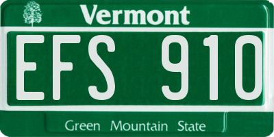 VT license plate EFS910