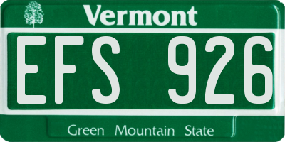 VT license plate EFS926