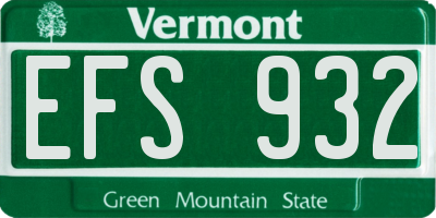 VT license plate EFS932
