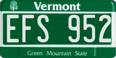 VT license plate EFS952