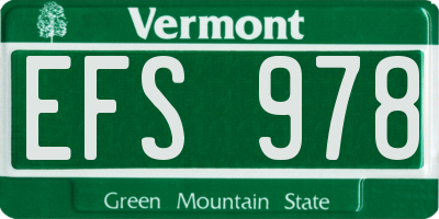 VT license plate EFS978