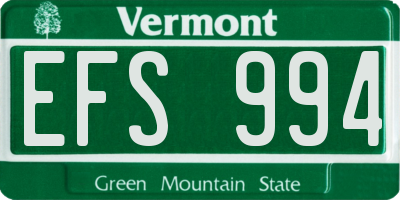 VT license plate EFS994