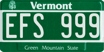 VT license plate EFS999