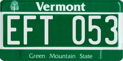 VT license plate EFT053