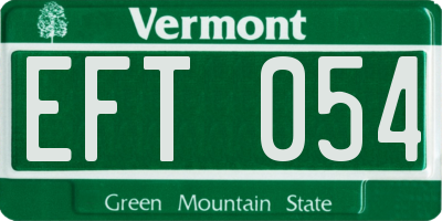 VT license plate EFT054